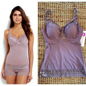Rhonda Shear Pin Up Girl Lace Cami Tank Top Cocoa